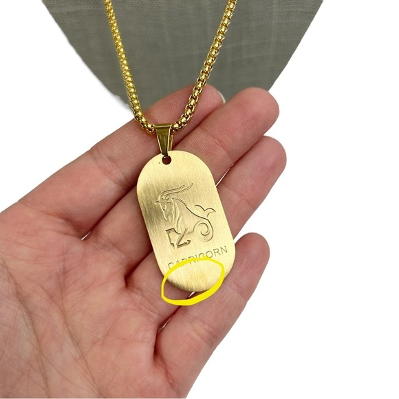 New FaithHeart Capricorn Zodiac Dog Tag Rolo Chain Necklace - Picture 3 of 9